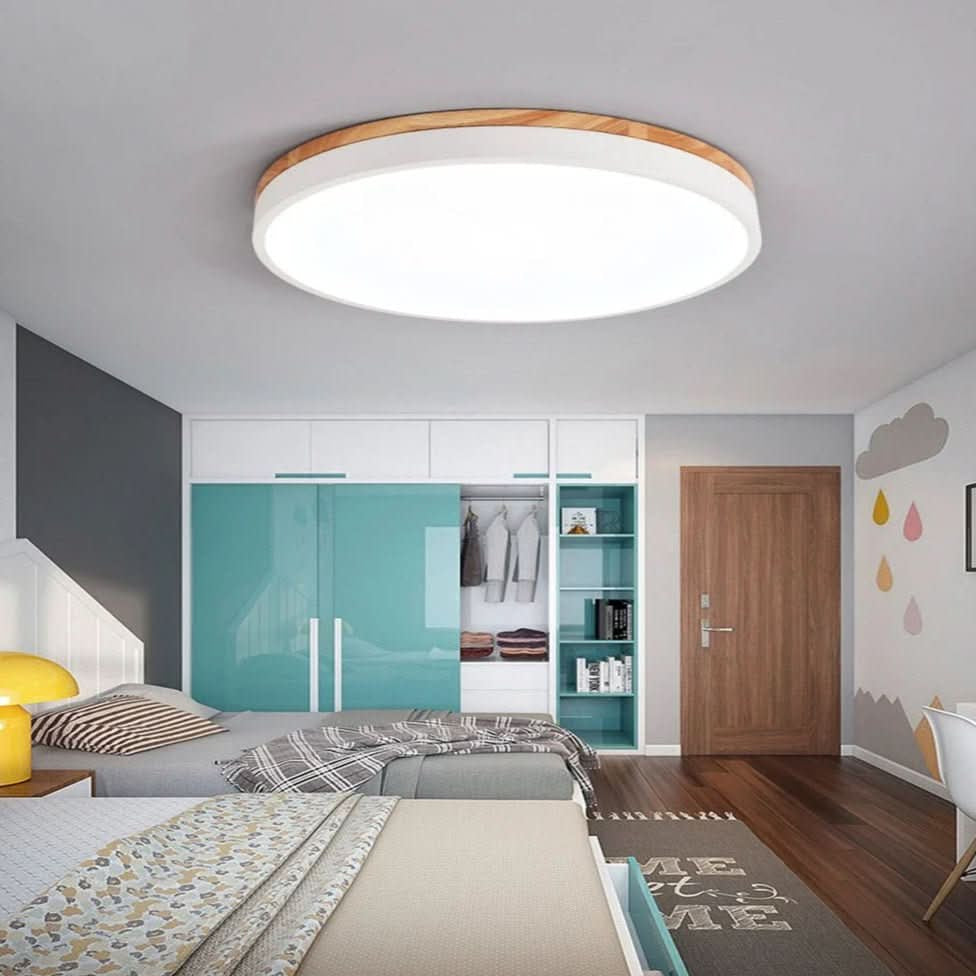 Ceiling Lights, Flush Ceiling Light Fitting in Wood and Metal, Wooden Ceiling Light for Bedroom, Kitchen Lighting_04