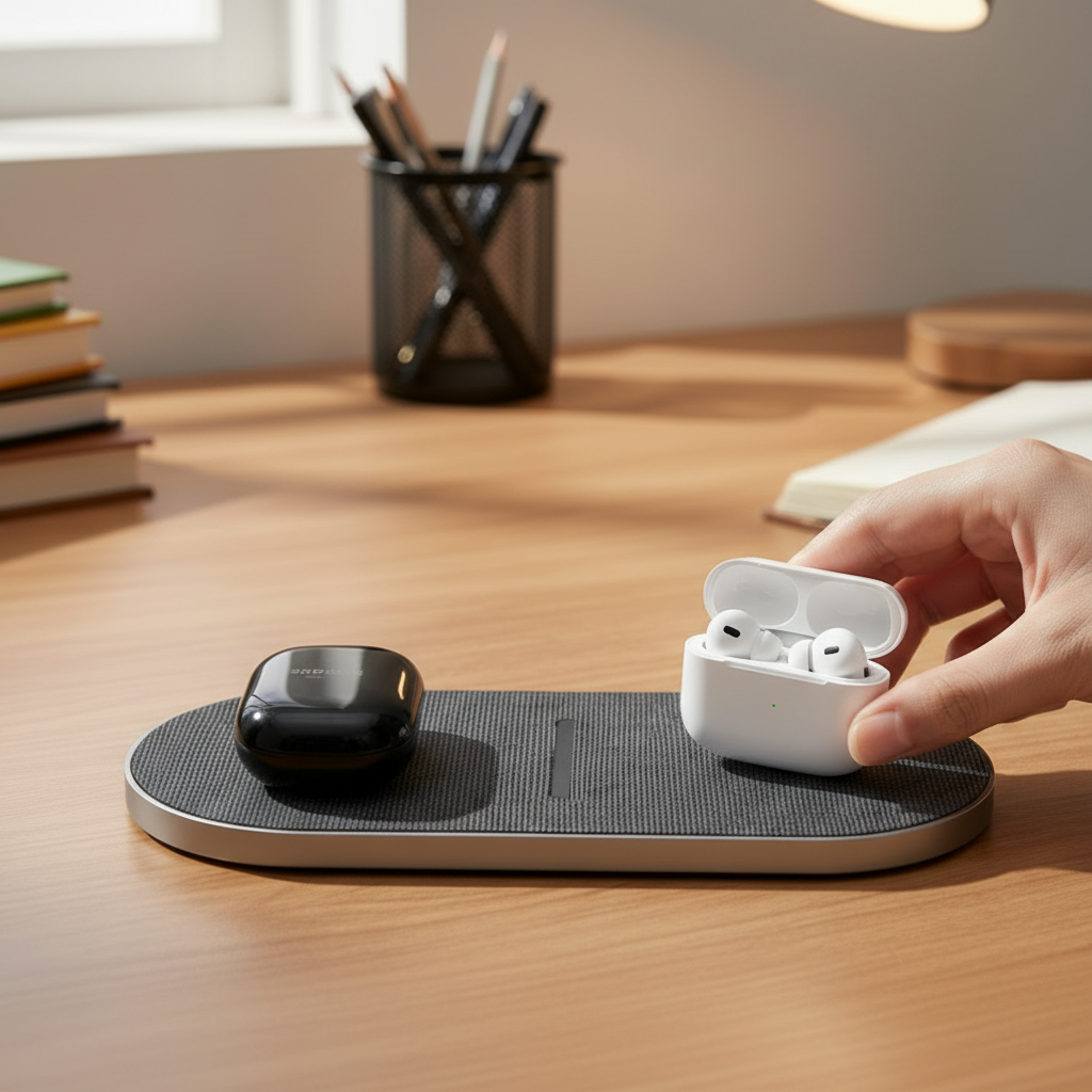 Wireless Charging Station for iPhone and Samsung, Wireless Charger for AirPods, Cordless Charger for Qi Devices_01