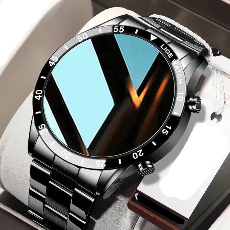 Smart Watch with Bluetooth Calls, Fitness Watch with Heart Rate Tracking, Stainless Steel Smartwatch with Touch Screen