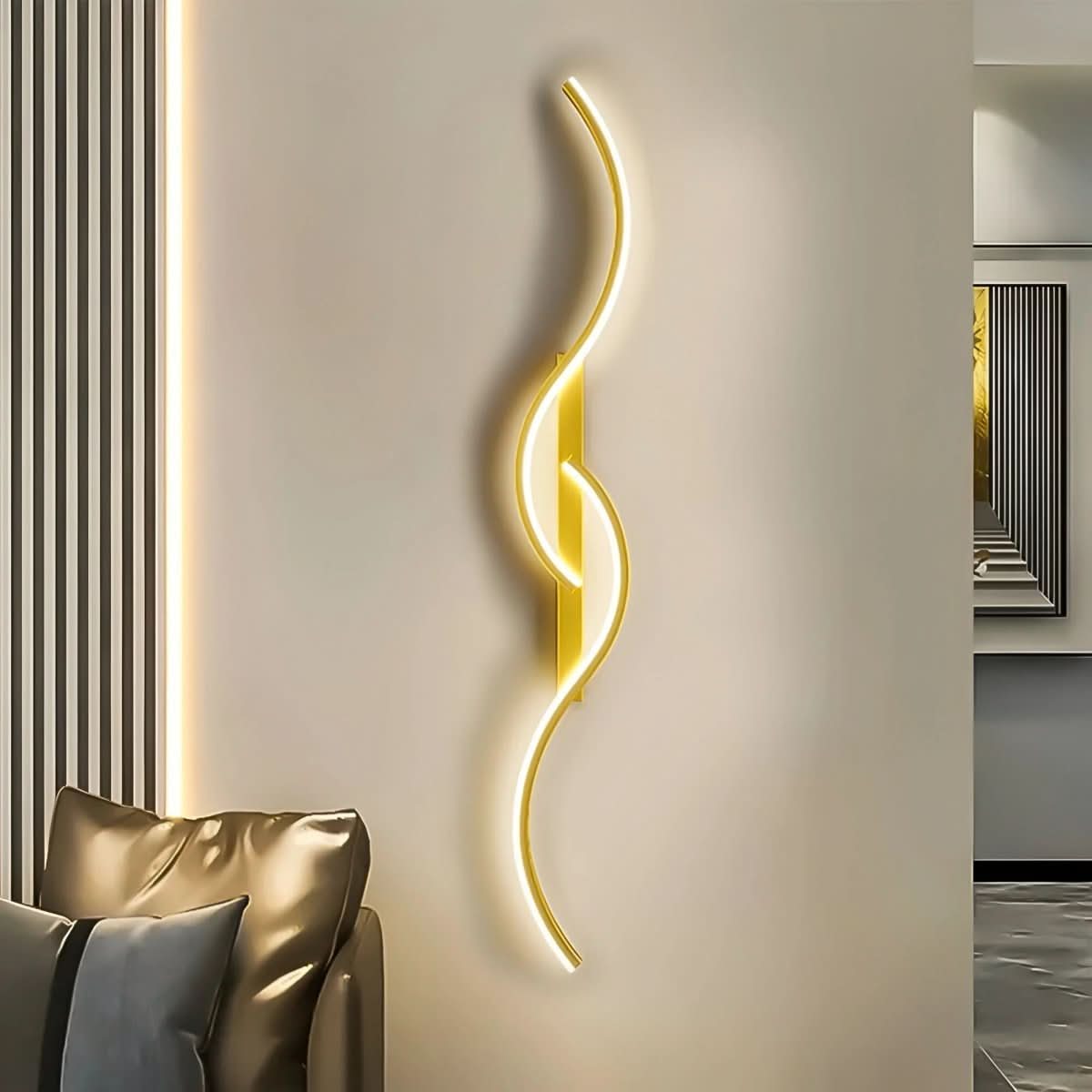 Wall Lights for Living Room, Modern Curved LED Wall Light 60 to 120 cm, Wall Sconce for Bedroom and Hallway
