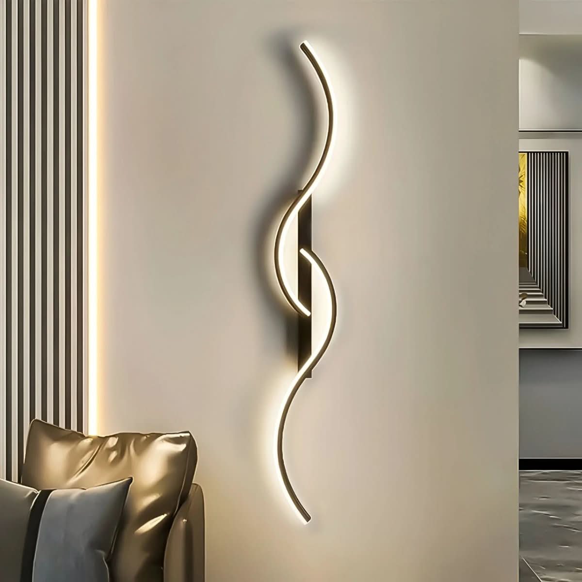 Wall Lights for Living Room, Modern Curved LED Wall Light 60 to 120 cm, Wall Sconce for Bedroom and Hallway_01