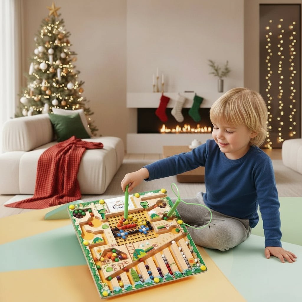 Magnetic Maze Board with Numbers and Colours, Wooden Montessori Toys, Educational Toys for 3 Year Olds, Number Puzzle_00