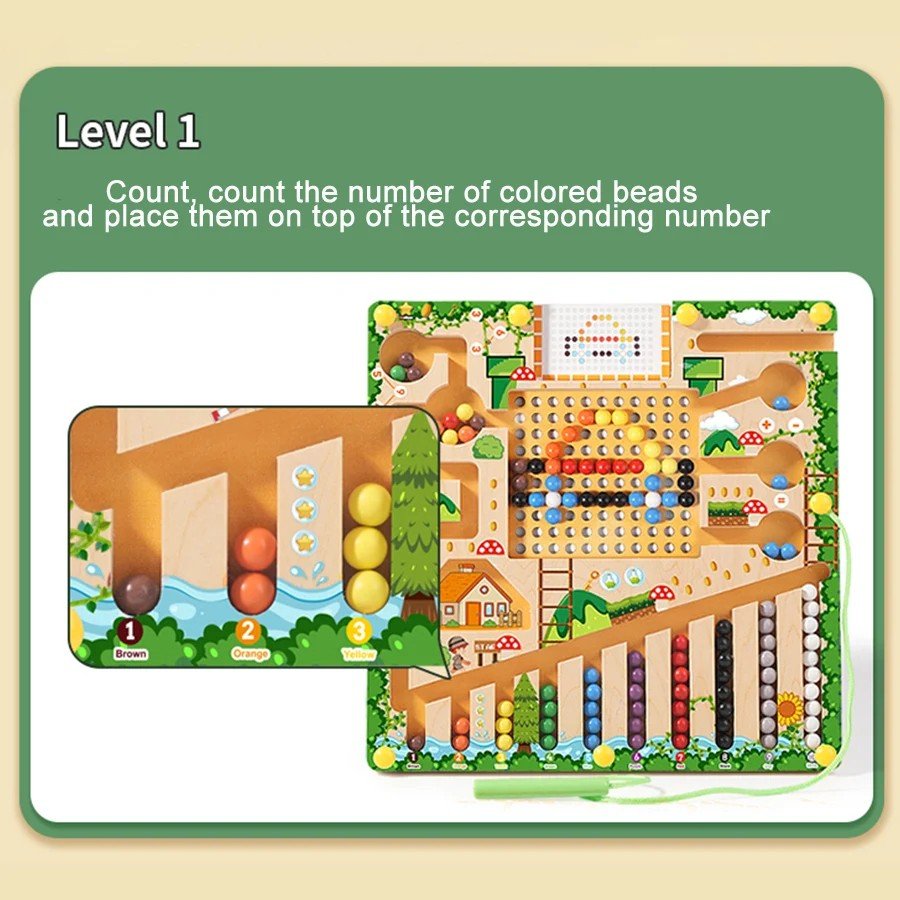 Magnetic Maze Board with Numbers and Colours, Wooden Montessori Toys, Educational Toys for 3 Year Olds, Number Puzzle_03