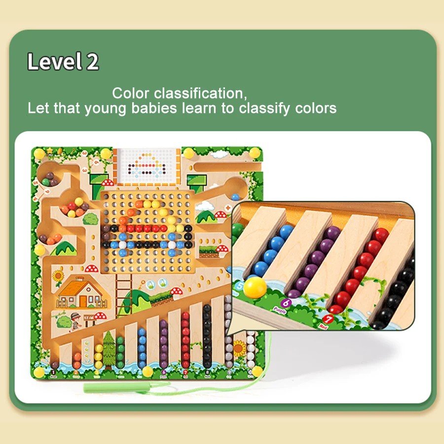Magnetic Maze Board with Numbers and Colours, Wooden Montessori Toys, Educational Toys for 3 Year Olds, Number Puzzle_04