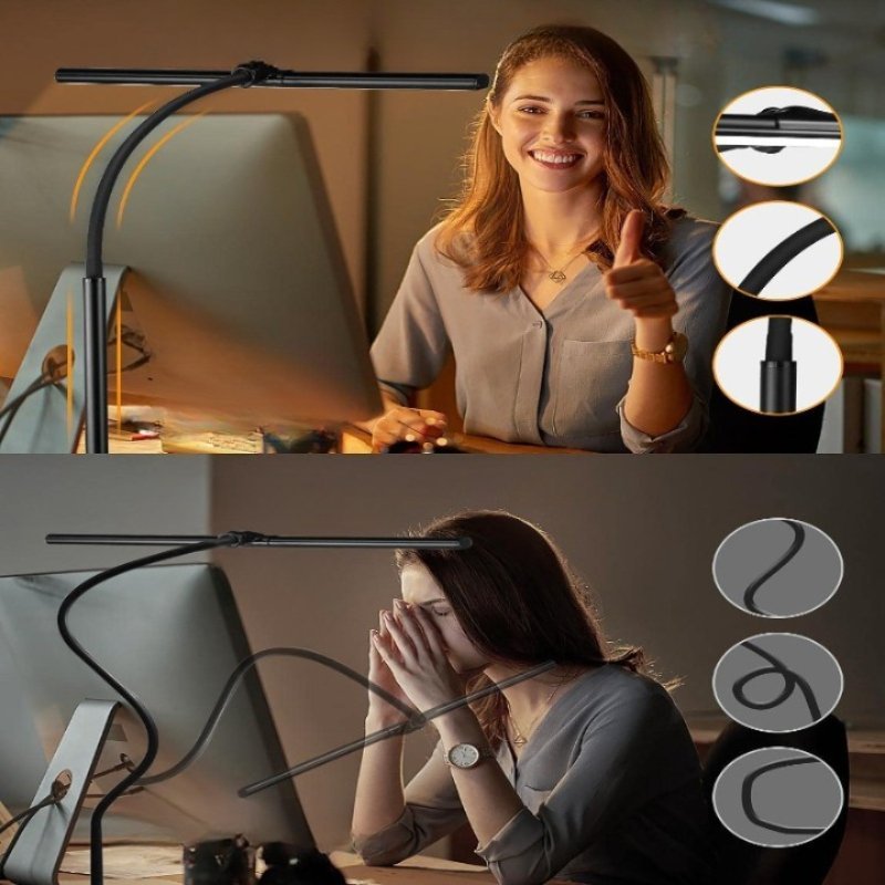 Desk Lamp, Flexible Gooseneck LED Desk Lamp for Office, USB Reading Lamp, Task Light with 3 Brightness Levels_02
