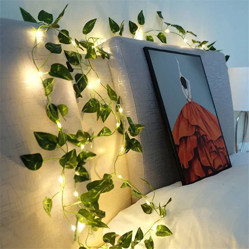 Leaf Fairy Lights Battery Operated, Greenery Lights for Wall and Wreath, Green LED String Lights 2-10 m_10