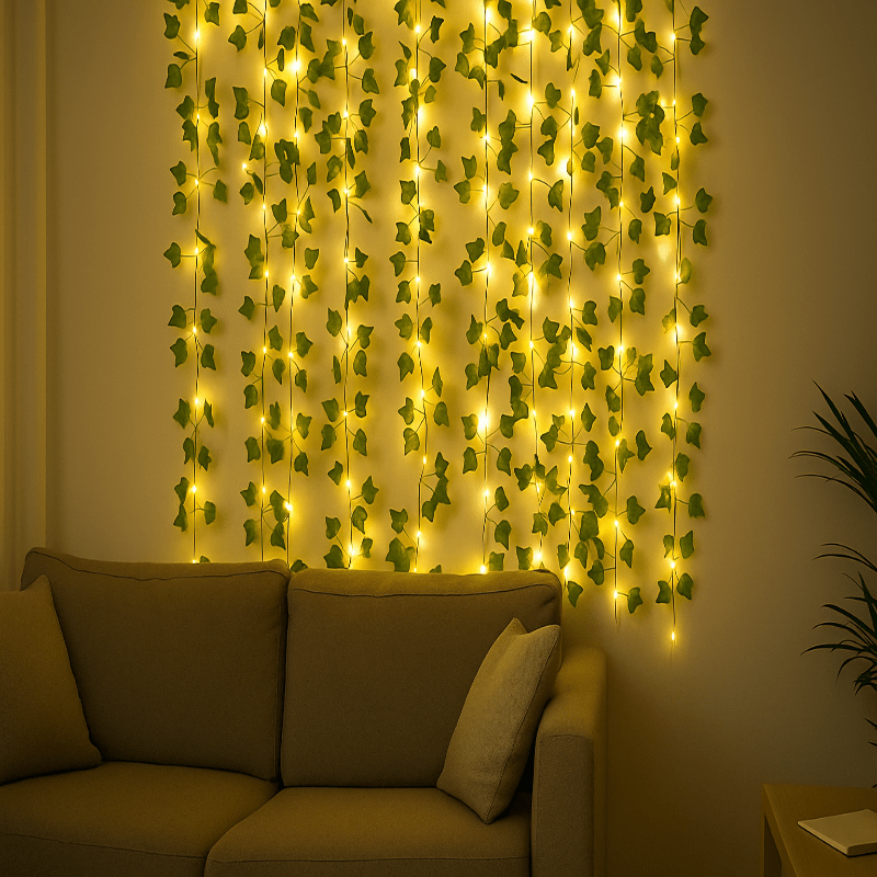 Leaf Fairy Lights Battery Operated, Greenery Lights for Wall and Wreath, Green LED String Lights 2-10 m_02