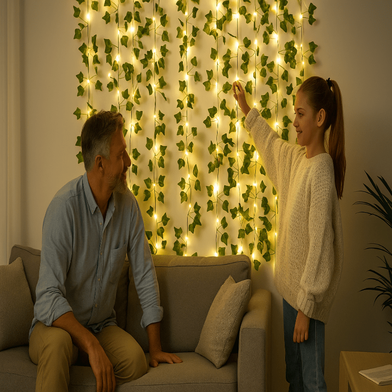 Leaf Fairy Lights Battery Operated, Greenery Lights for Wall and Wreath, Green LED String Lights 2-10 m