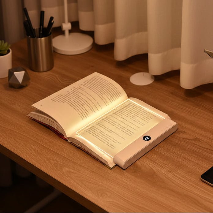Reading Light Rechargeable, LED Reading Lamp with Timer and Dimming, Reading Lamp for Bed, Flat LED Panel Light_00