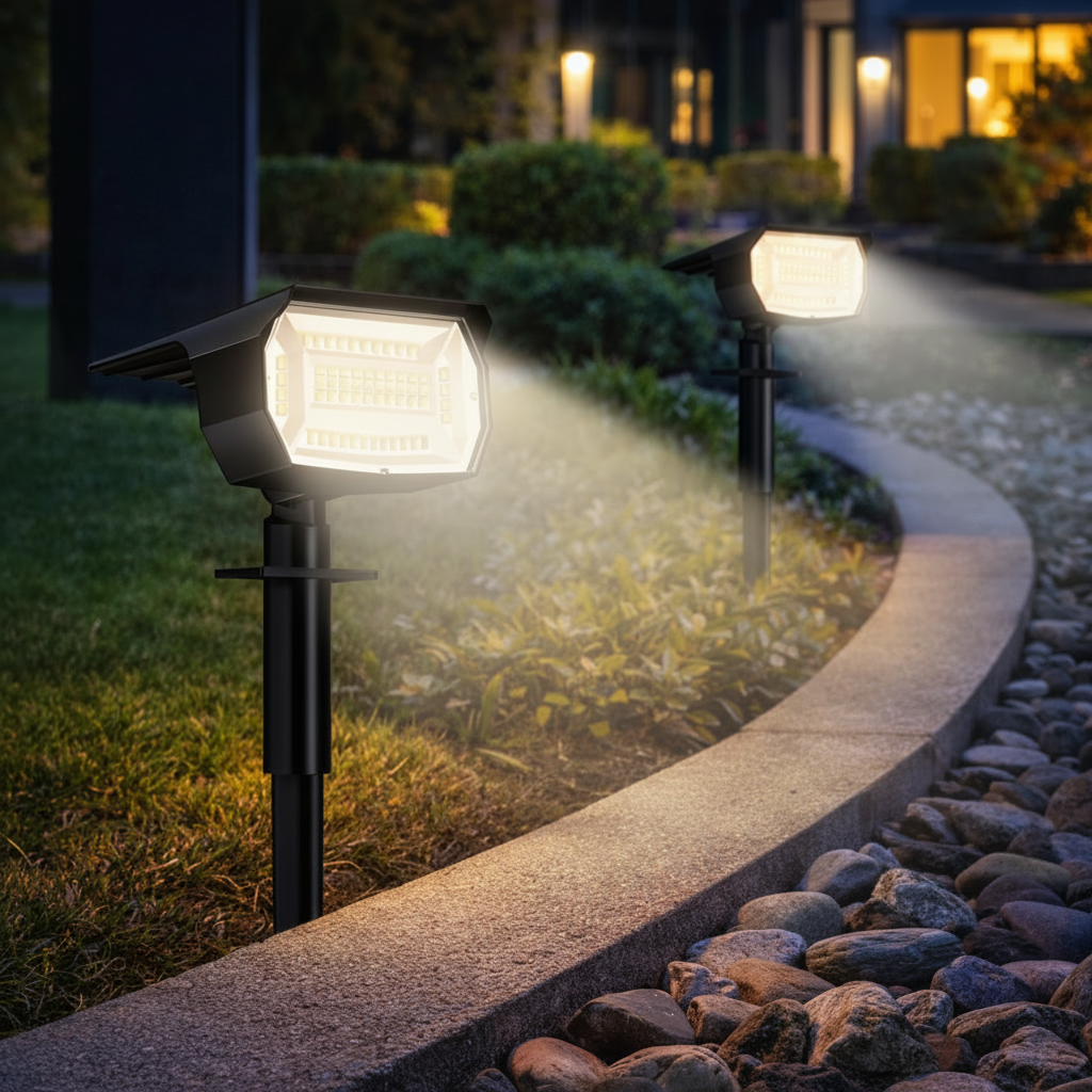Outdoor Wall Lights, Solar Garden Lights, Outdoor Solar Lights with Spotlight Beam and 3 Brightness Levels
