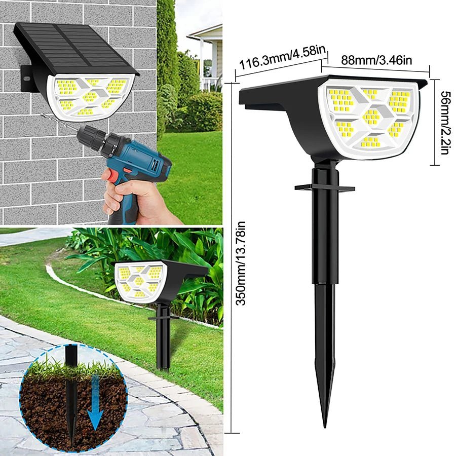 Outdoor Wall Lights, Solar Garden Lights, Outdoor Solar Lights with Spotlight Beam and 3 Brightness Levels_06
