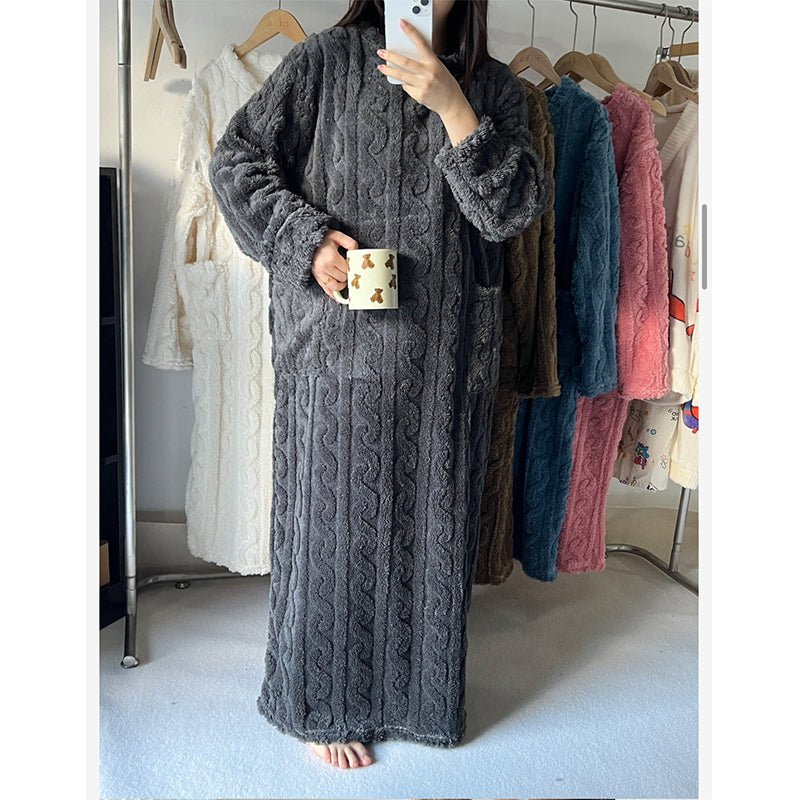 Cotton Nightdress for Women, Long Sleeve Nightdress in Warm Flannel, Womens Nightgown, Ladies Nightwear for Winter_10