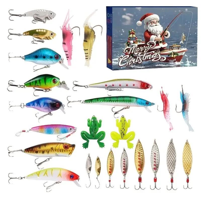Advent Calendar for Men with 24 Fishing Lures, Fishing Advent Calendar for Freshwater and Sea, Fishing Baits for Anglers_01