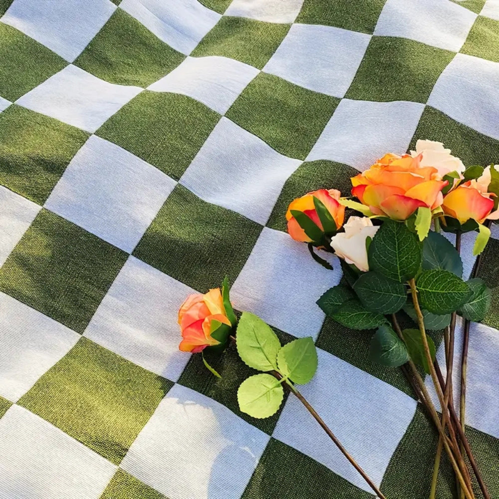 Large Checkered Picnic Blanket | Soft Microfiber with Stylish Fringe | Perfect Outdoor Mat for Relaxation 4