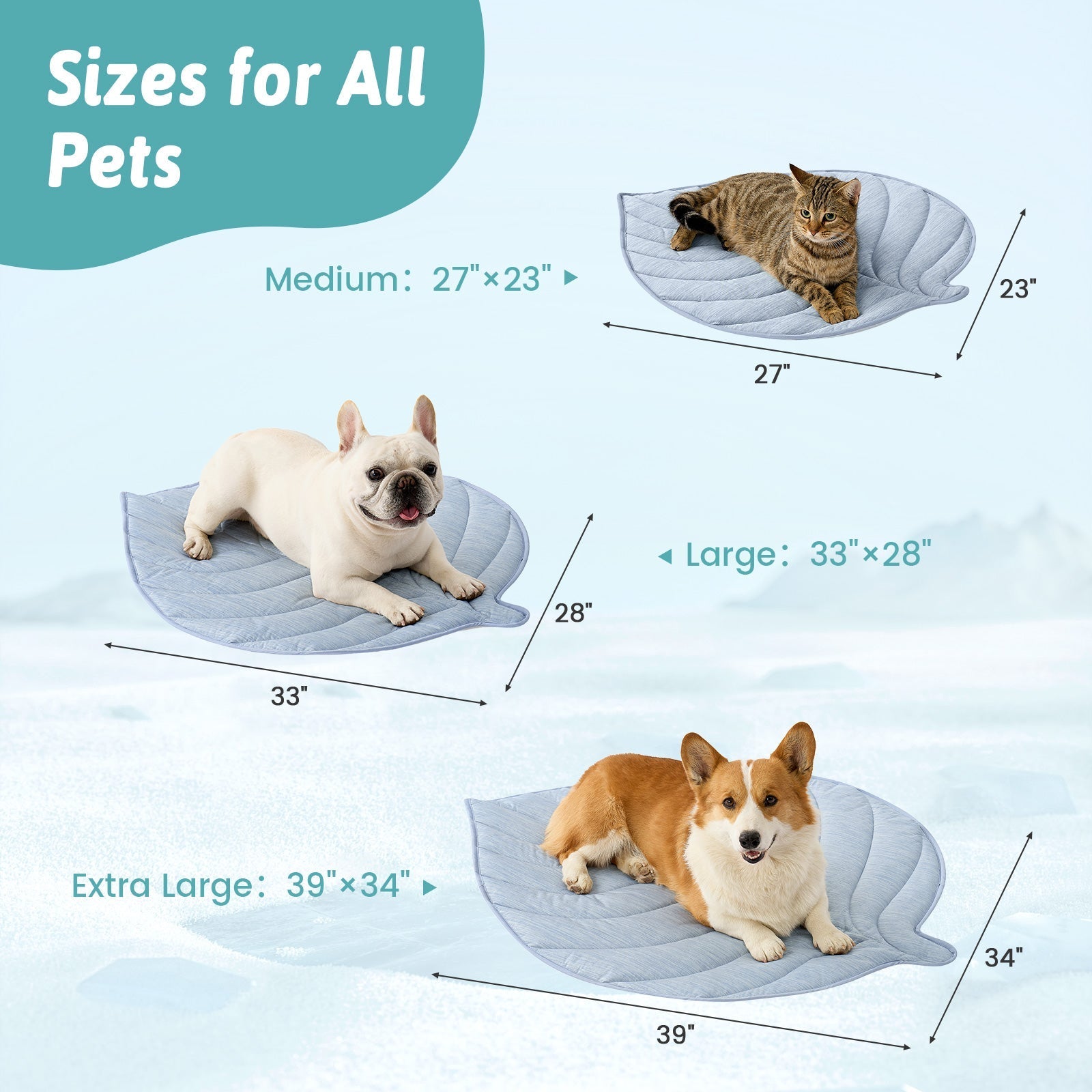 Leaf Shape Pet Cooling Mat with Instant Chill Relief & Waterproof Design | Non-Slip Comfort for Pets 6