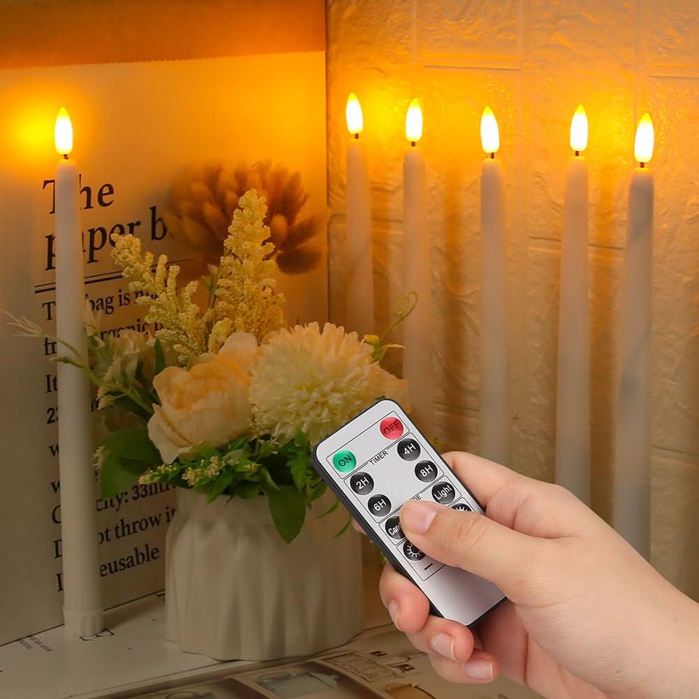 LED Candles with Remote Control and Timer, Flameless Taper Candles 27.5 cm, Dimmable Battery Candles_03
