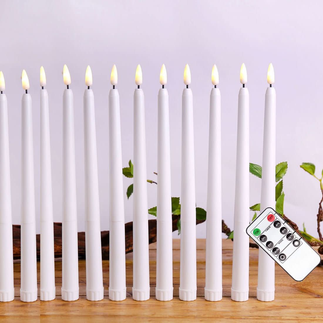 LED Candles with Remote Control and Timer, Flameless Taper Candles 27.5 cm, Dimmable Battery Candles_08