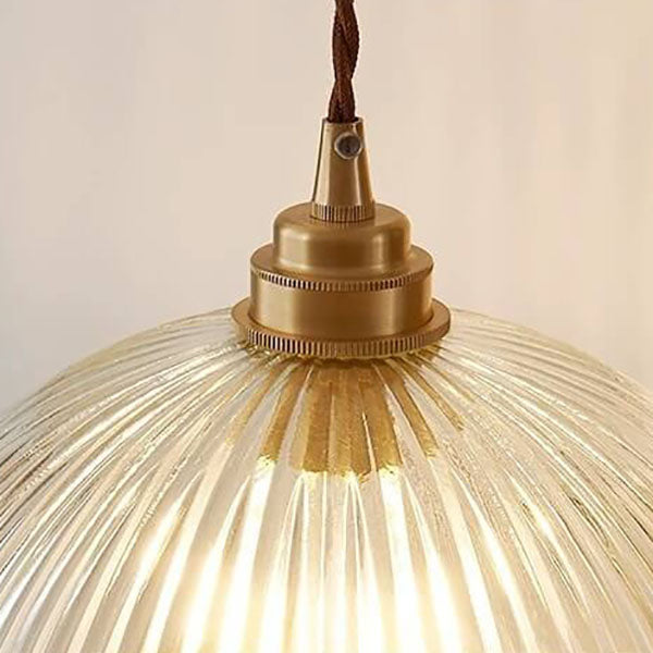 LuminaDome | Elegant Ribbed Glass Pendant Light Fixture 5