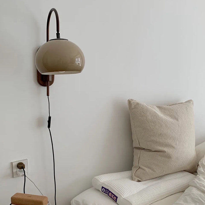 LuminaraWood | Elegant Modern Solid Wood Glass Globe Wall Sconce Light
