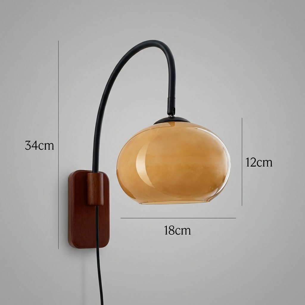 LuminaraWood | Elegant Modern Solid Wood Glass Globe Wall Sconce Light 5