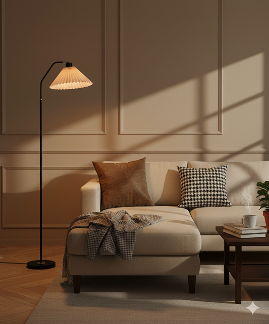 Luminara | Elegant Minimalist Pleated Fabric Shade Floor Lamp 2