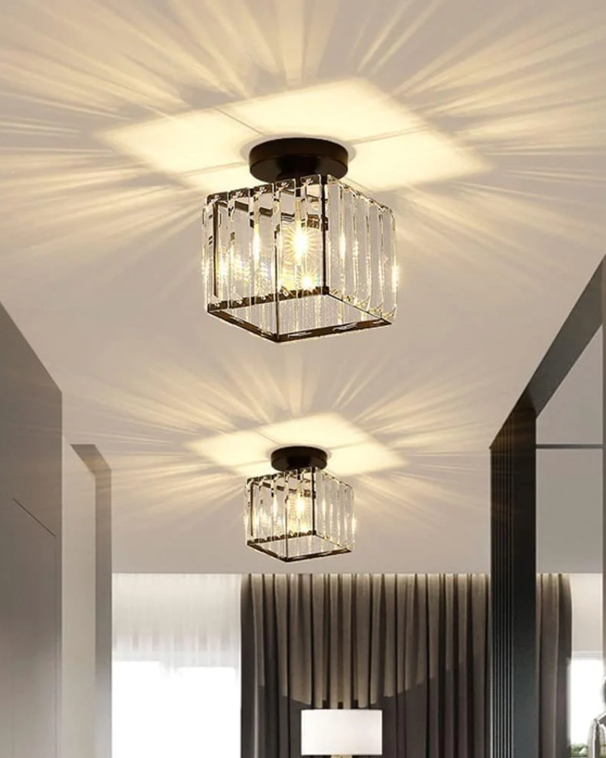 Luminara | Elegant Modern Crystal Glass Square Ceiling Light 6