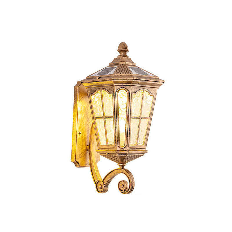 Luminara | Elegant Vintage Solar Glass Outdoor Wall Lantern Light