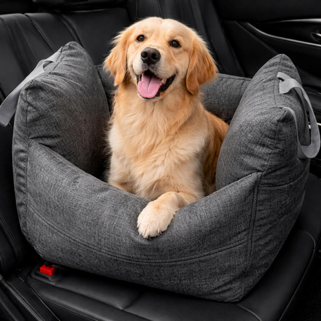 Luxury Waterproof Dog Car Seat with Adjustable Safety Leashes | Cozy Travel Bed for Secure Rides