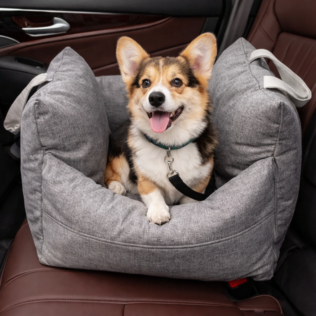 Luxury Waterproof Dog Car Seat with Adjustable Safety Leashes | Cozy Travel Bed for Secure Rides 3