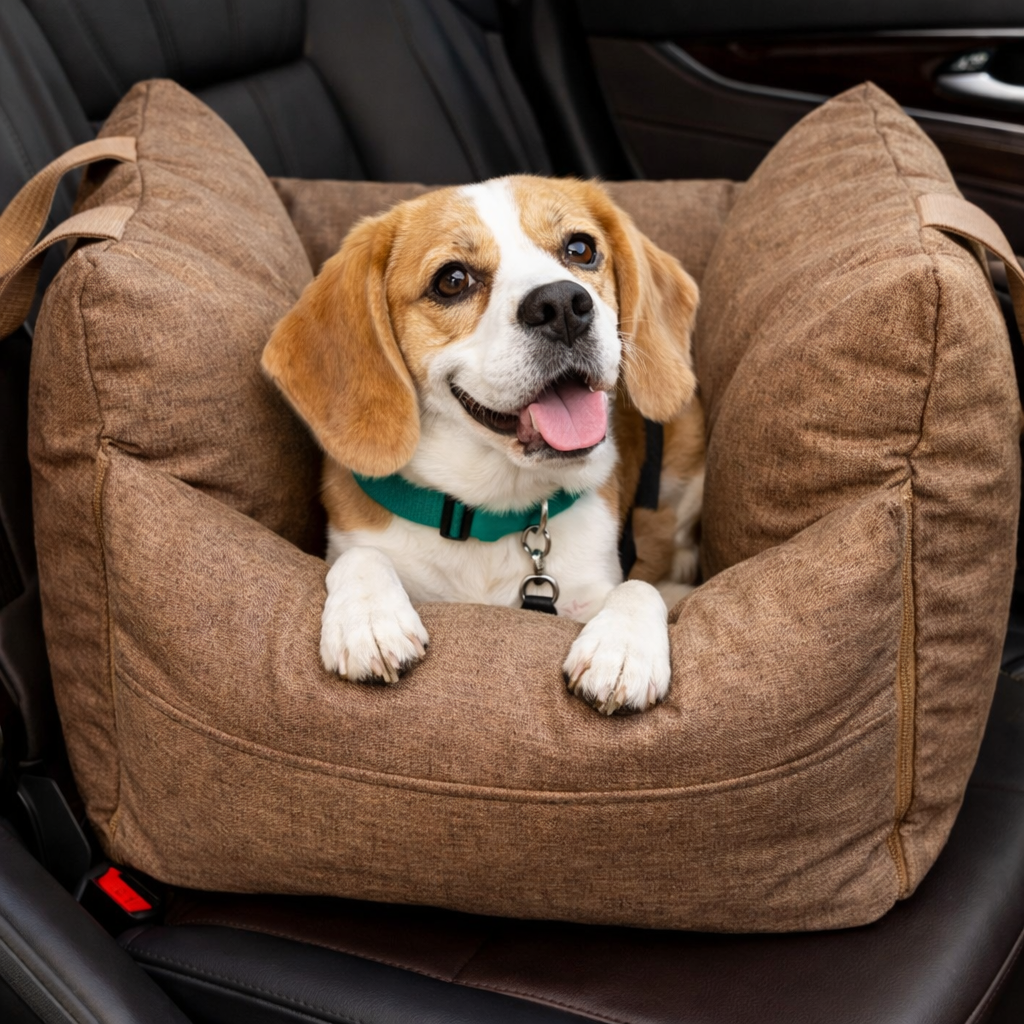 Luxury Waterproof Dog Car Seat with Adjustable Safety Leashes | Cozy Travel Bed for Secure Rides 4