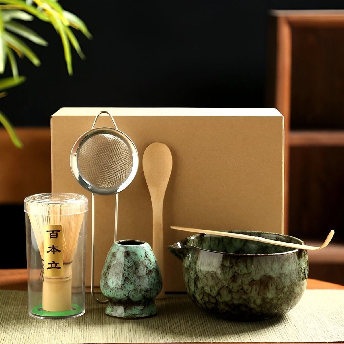 Matcha Set with Matcha Whisk and Bowl, 6 Piece Matcha Kit for Beginners, Tea Gift Set in Bamboo and Pottery_03