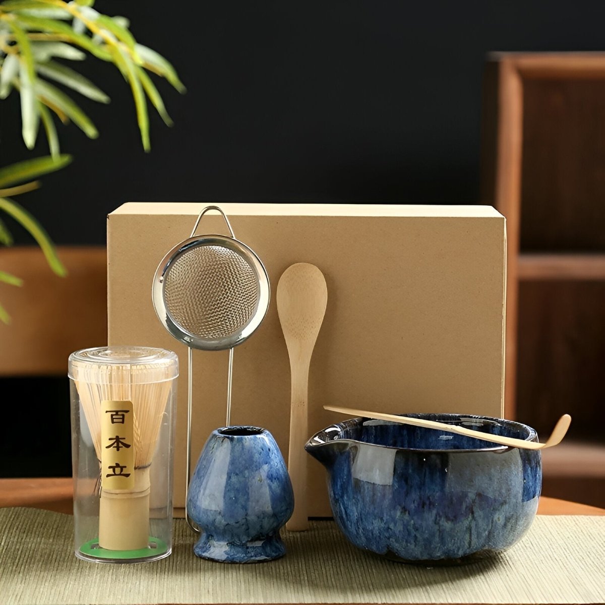 Matcha Set with Matcha Whisk and Bowl, 6 Piece Matcha Kit for Beginners, Tea Gift Set in Bamboo and Pottery_05