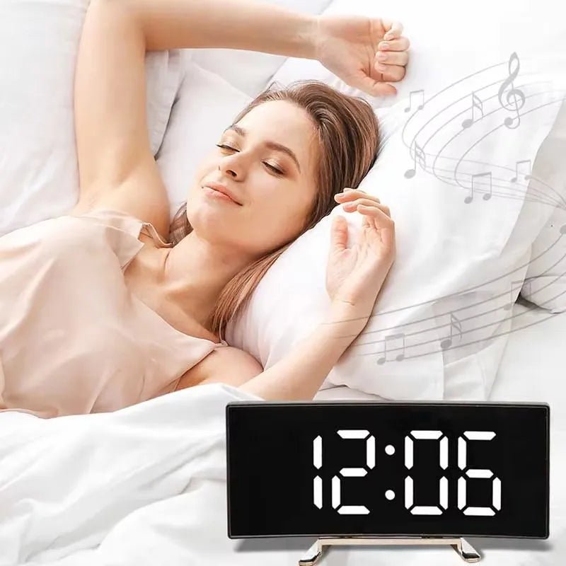 Digital Alarm Clock with Mirror LED Display, Silent Bedside Clock, Digital Clock for Bedroom with Date and Temperature_04