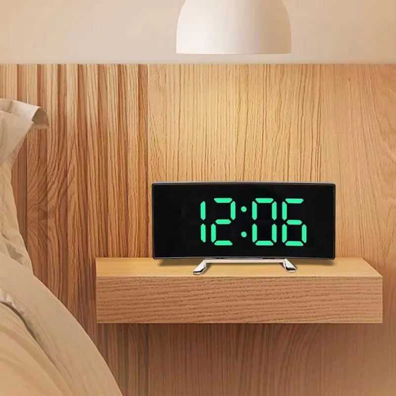 Digital Alarm Clock with Mirror LED Display, Silent Bedside Clock, Digital Clock for Bedroom with Date and Temperature_05