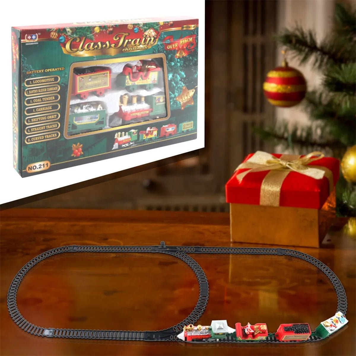 Christmas Tree Train Set, Electric Christmas Train with Track Around the Tree, Christmas Decorations for Under the Tree