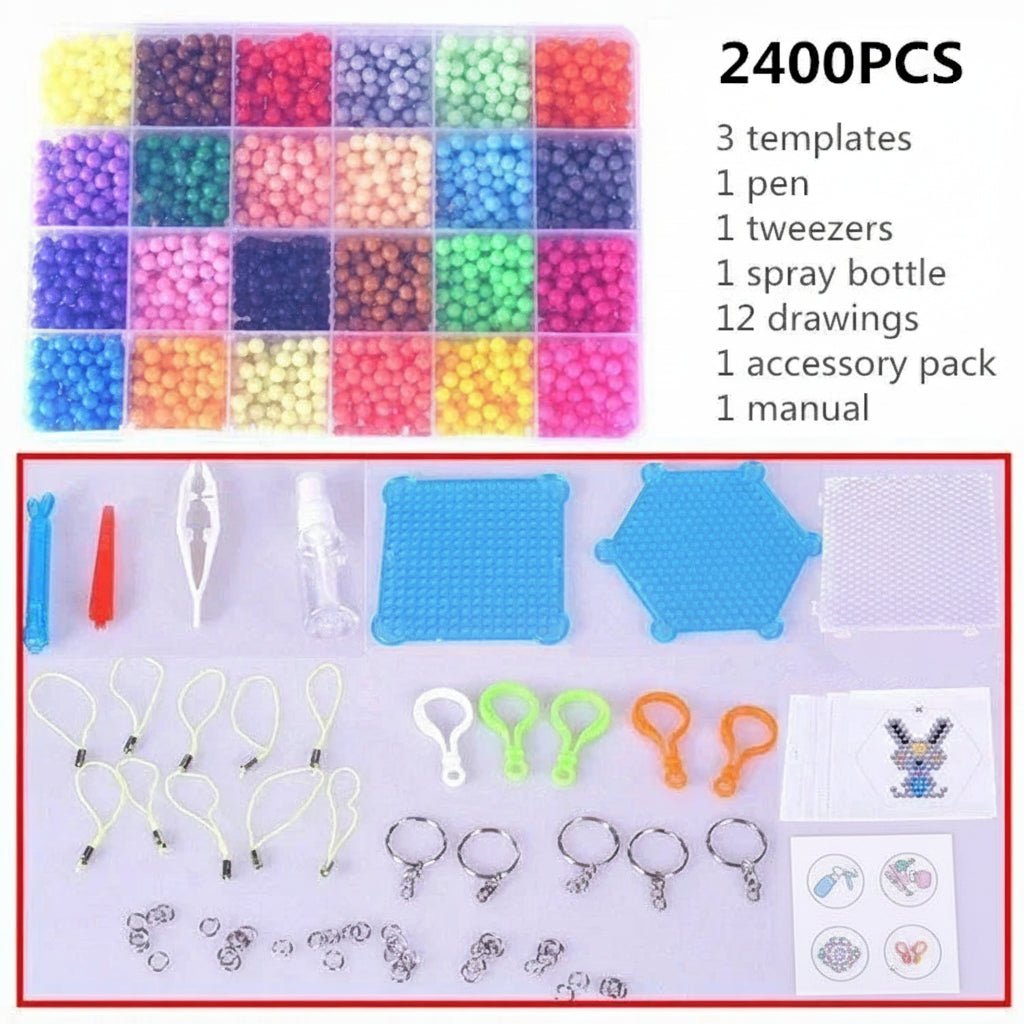 Water Fuse Beads Set of 1000 to 2400 Pieces, Fuse Bead Kit No Iron Needed, Arts and Crafts for Kids Aged 5 and Up_08