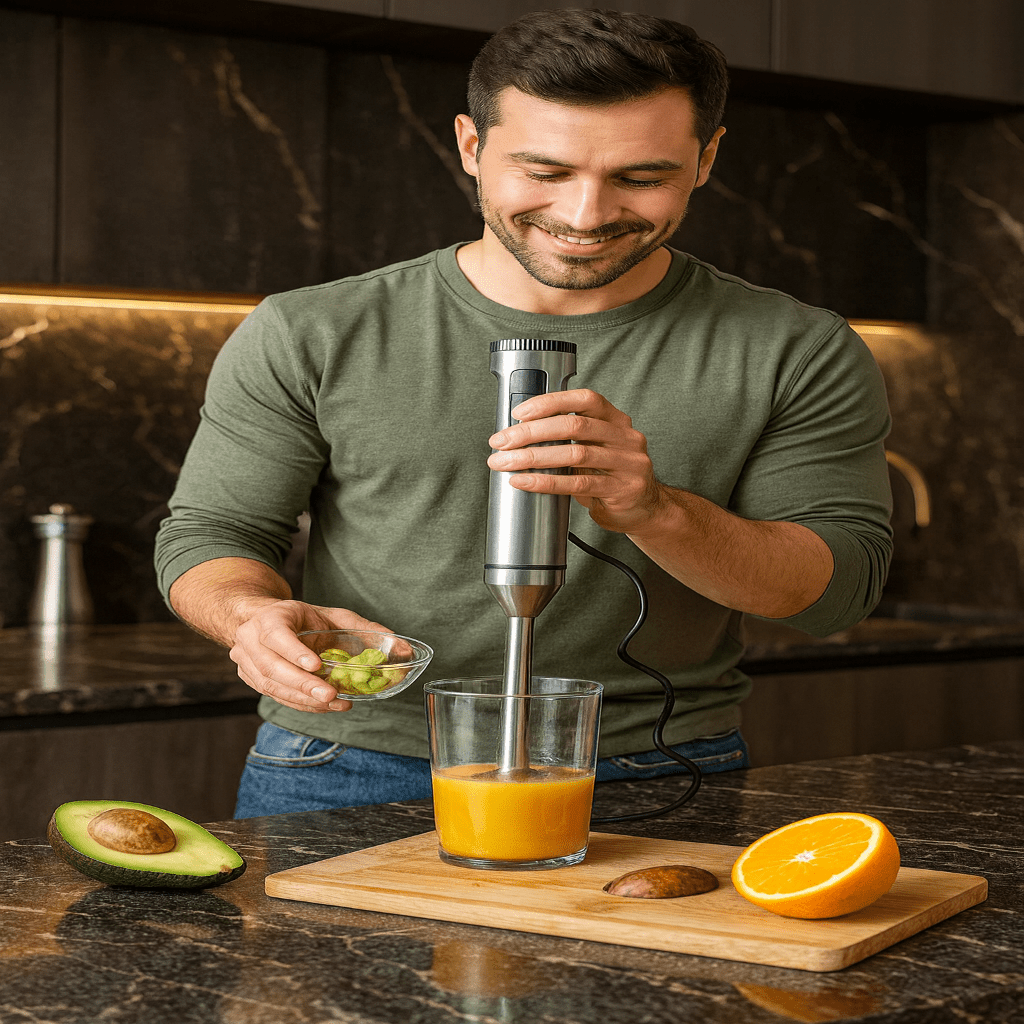 Hand Blender 1000 W, 4 in 1 Stick Blender with Chopper and Whisk, Immersion Blender with 14 Speeds and 700 ml Beaker_00