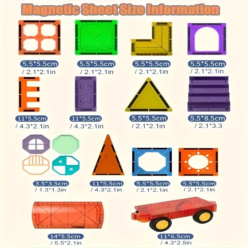 Magnetic Building Blocks Set with LED Lights | STEM Toy for Creative Play 3