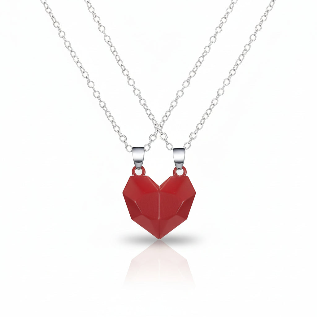 Magnetic Heart Necklace Set | Electrocardiogram Design for Couples | Durable Metal Pendants for Everyday Connection 1