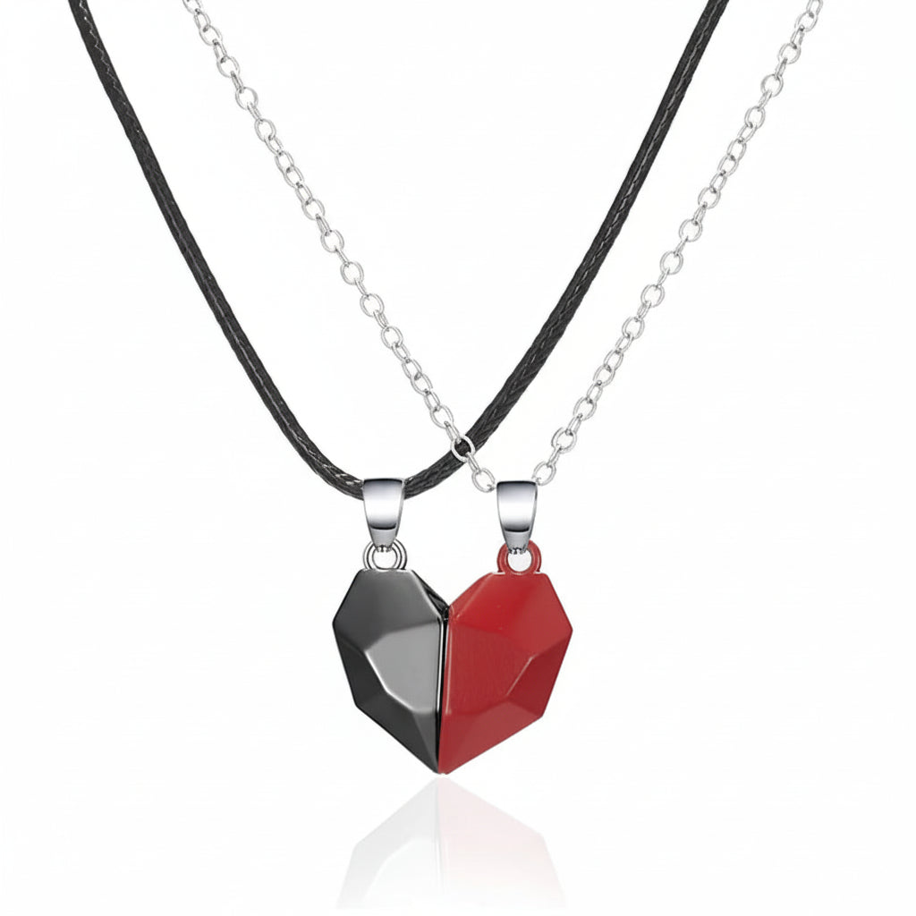 Magnetic Heart Necklace Set | Electrocardiogram Design for Couples | Durable Metal Pendants for Everyday Connection 6