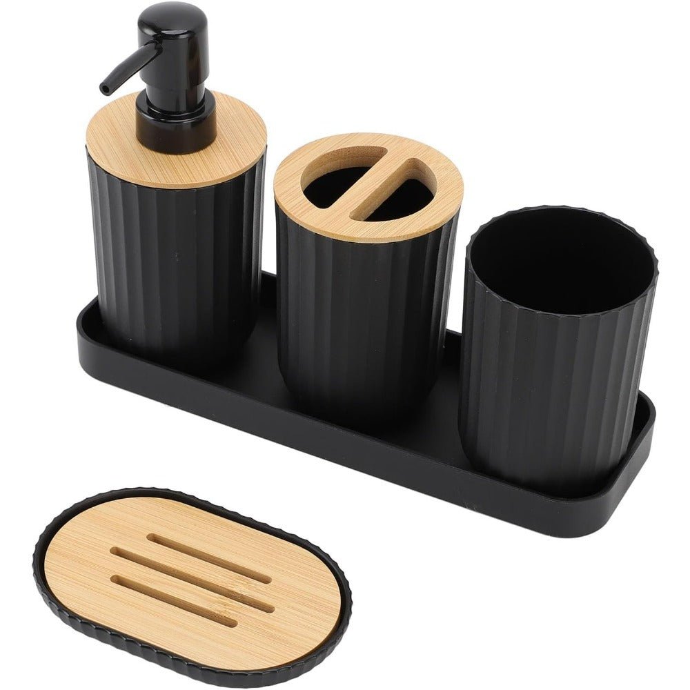 Bathroom Accessories Set, 5 Piece Bathroom Set with Soap Dispenser and Soap Dish, Toothbrush Holder with Cup and Tray_02