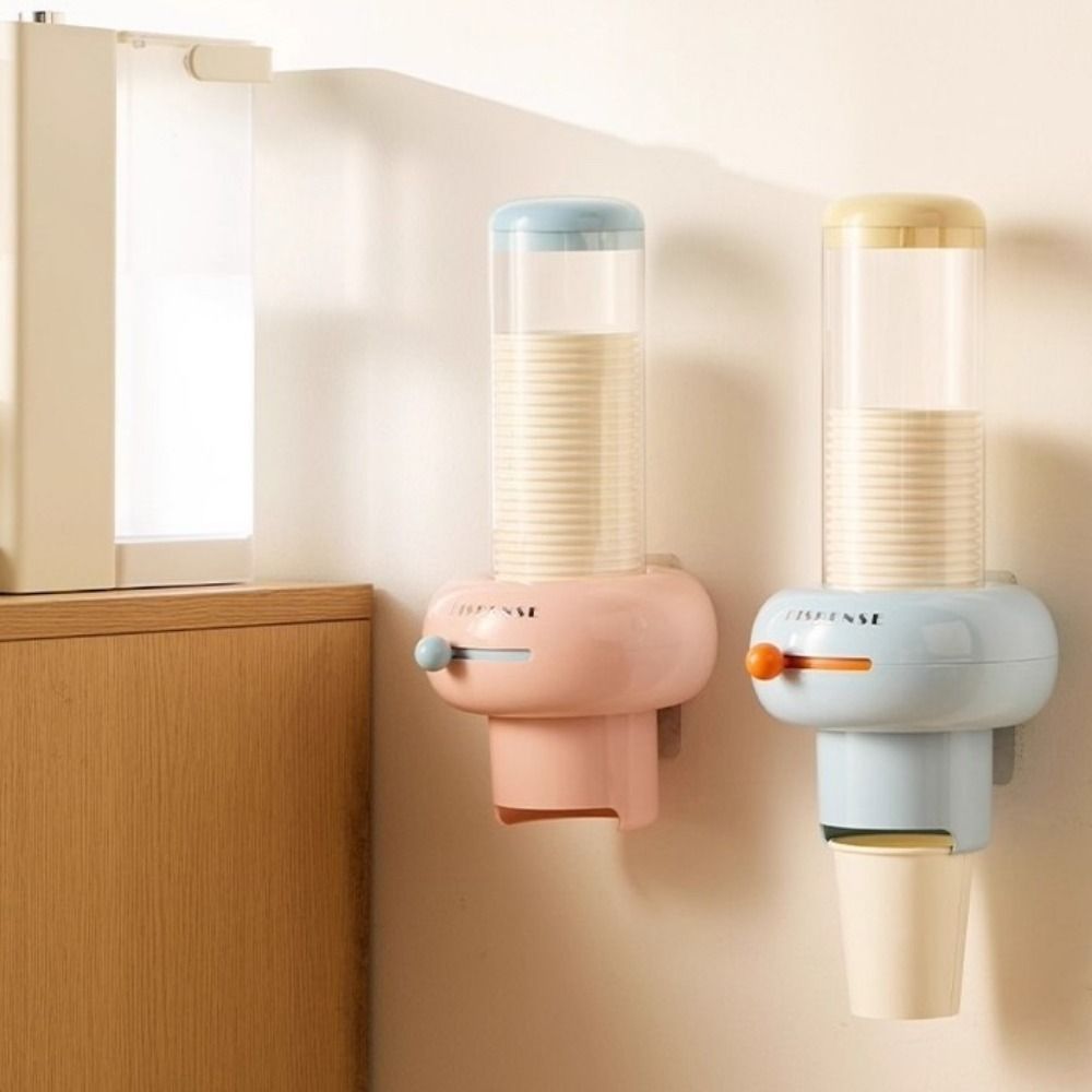 Wall Mounted Paper Cup Holder, Cup Dispenser with 25 Paper Cups, Kitchen Storage with No Drill Mounting_05