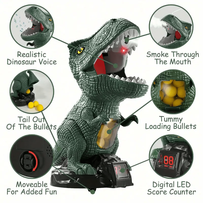 Toy Blasters Dinosaur Shooting Game, Dinosaur Toys for 4 Year Olds with Soft Foam Balls and Target Board_05