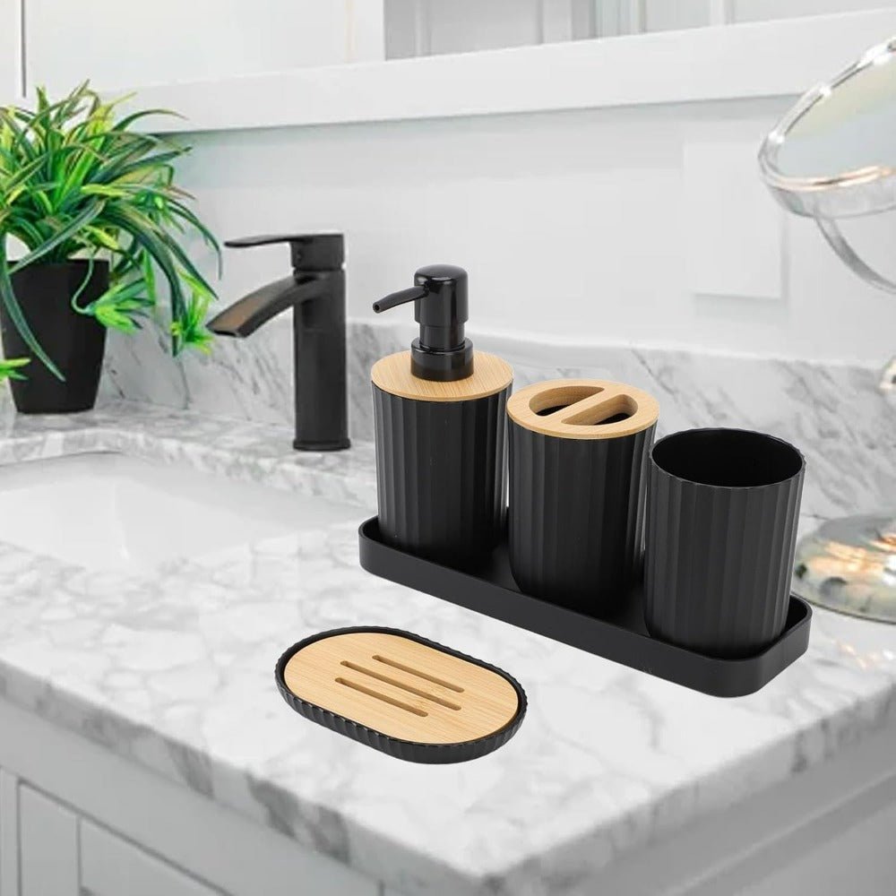 Bathroom Accessories Set, 5 Piece Bathroom Set with Soap Dispenser and Soap Dish, Toothbrush Holder with Cup and Tray_05