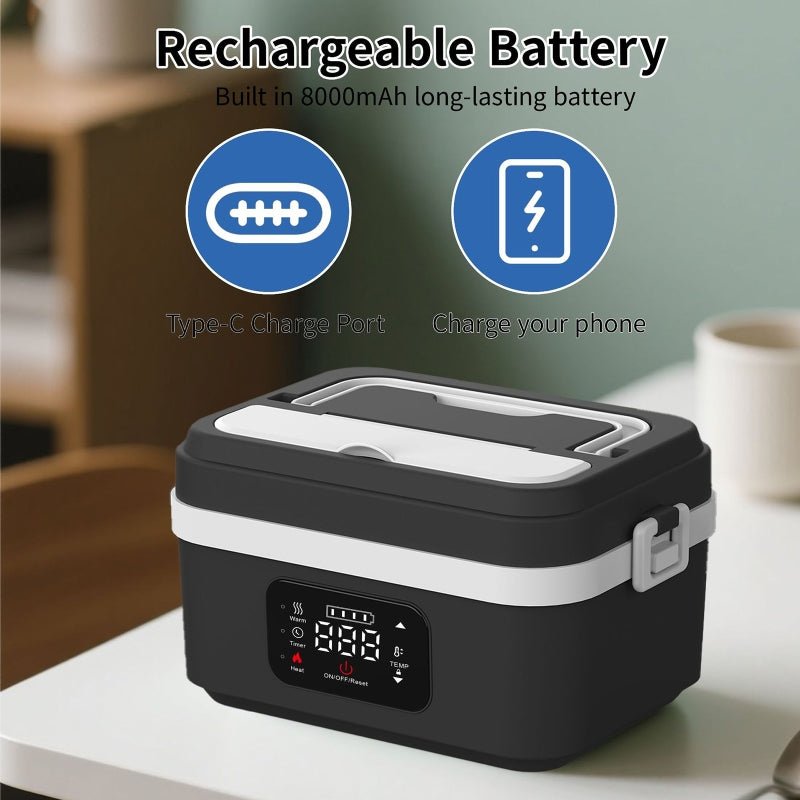 Electric Lunch Box Rechargeable, Stainless Steel Lunch Box Heater 1 L for Work – image 5