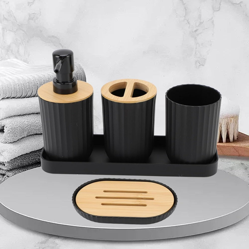 Bathroom Accessories Set, 5 Piece Bathroom Set with Soap Dispenser and Soap Dish, Toothbrush Holder with Cup and Tray_06