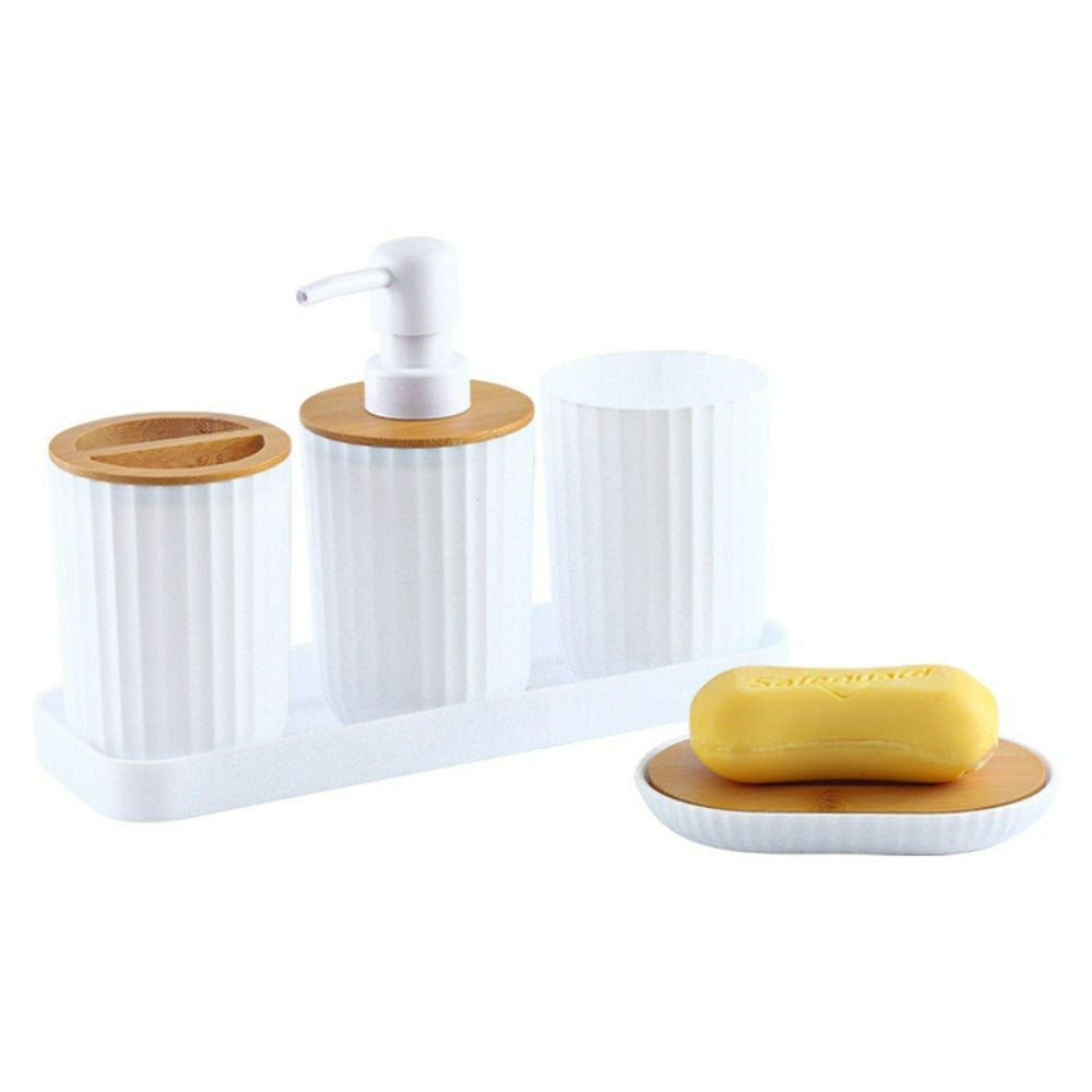 Bathroom Accessories Set, 5 Piece Bathroom Set with Soap Dispenser and Soap Dish, Toothbrush Holder with Cup and Tray_09