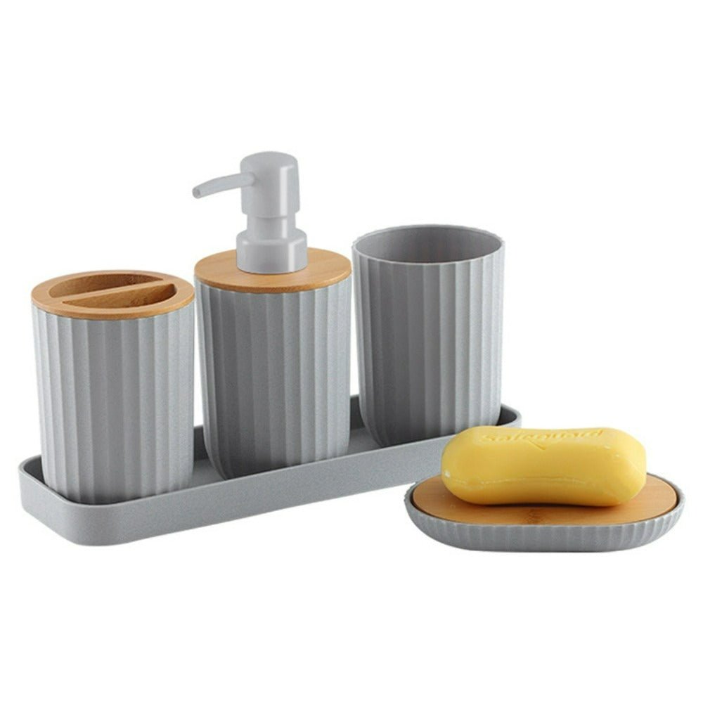 Bathroom Accessories Set, 5 Piece Bathroom Set with Soap Dispenser and Soap Dish, Toothbrush Holder with Cup and Tray_10