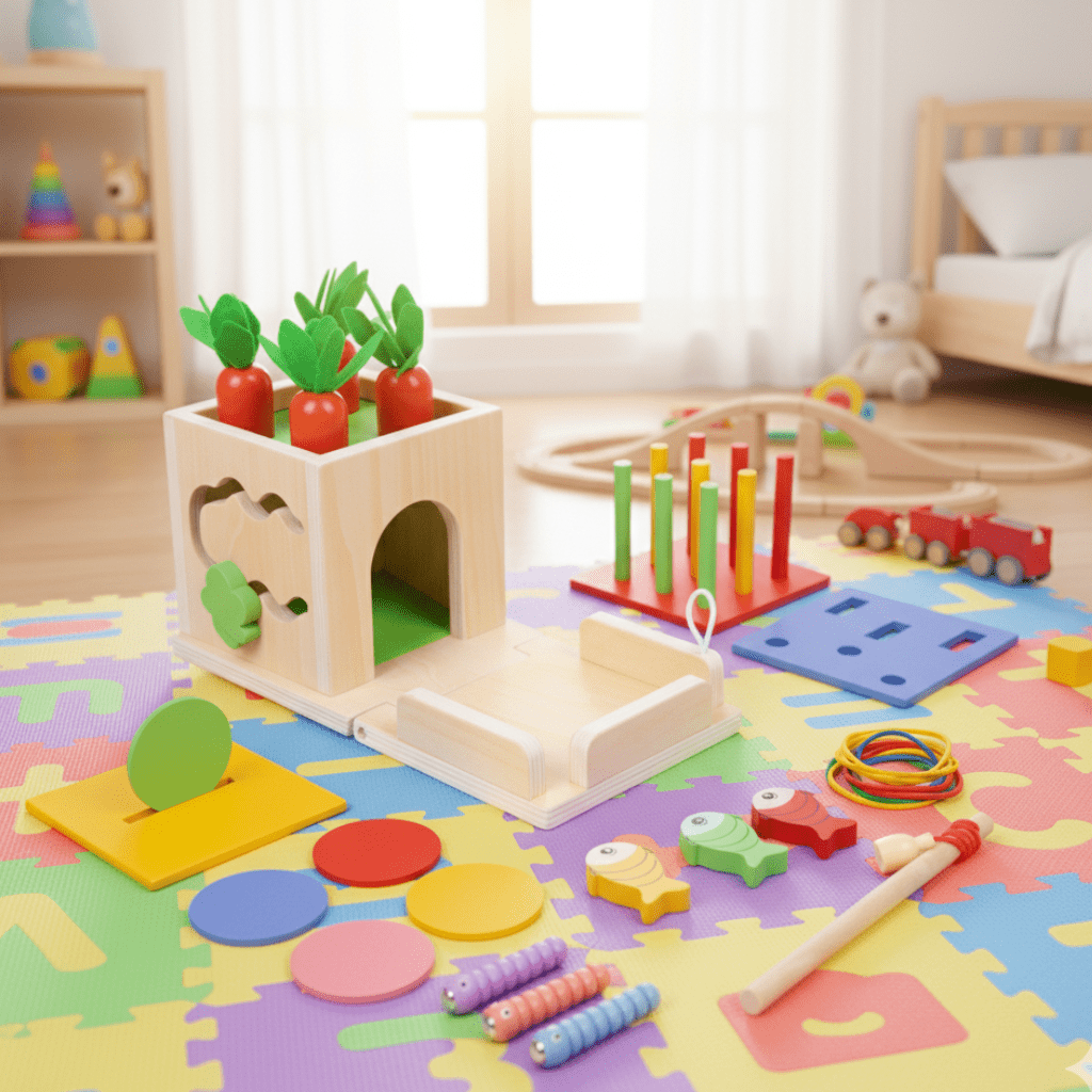 Activity Cube for Babies, Montessori Wooden Toys with 8 Learning Activities, Baby Toys from 6 Months, Activity Centre_00