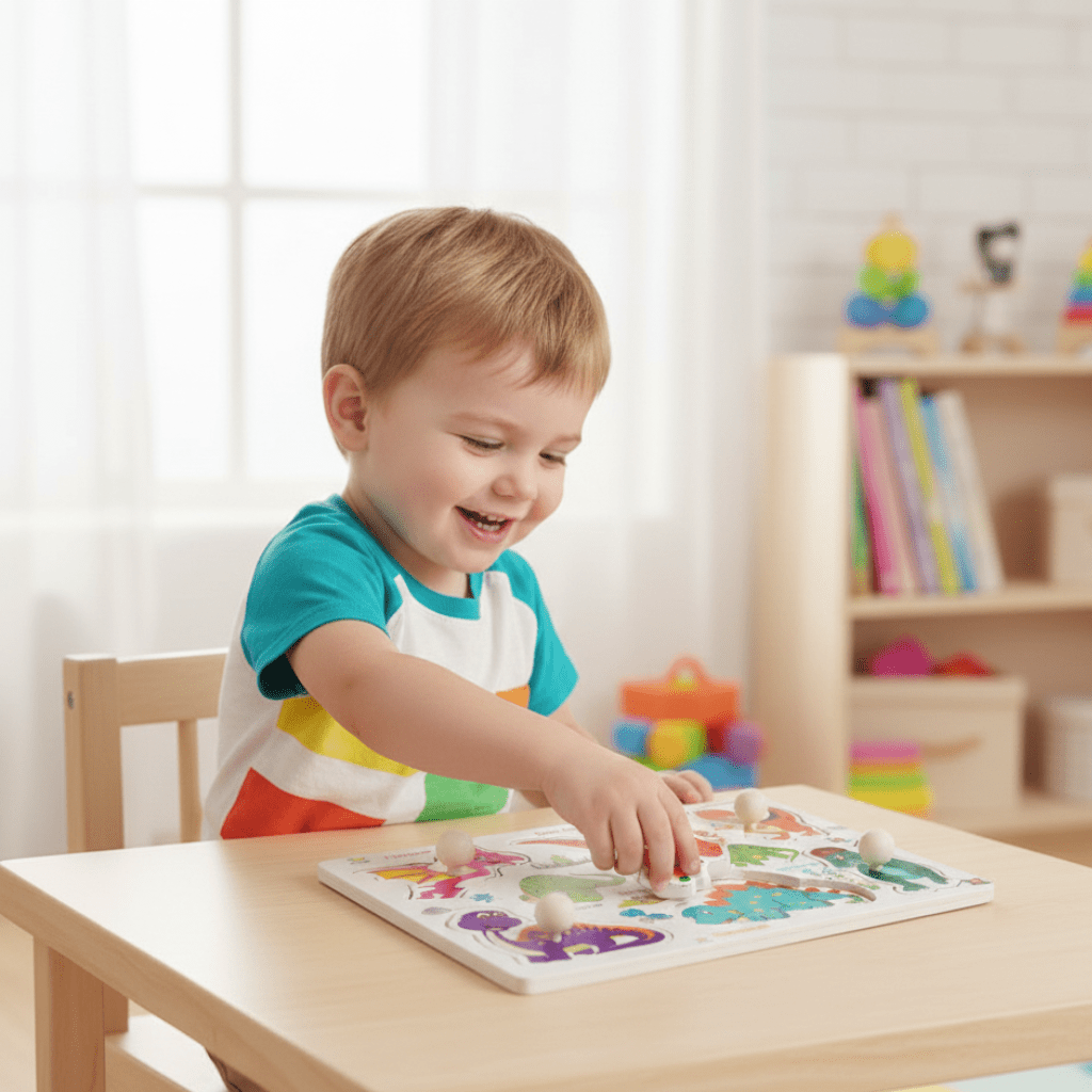 Montessori Busy Board, Wooden Busy Board with Latches and Sliders, Fine Motor Skills Toys, Educational Wooden Toy